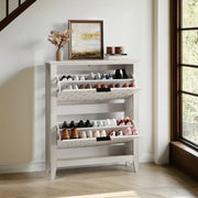 Scarpiera con 2 ante ribaltabili e vano aperto, stile farmhouse, con antiribaltamento, per ingresso, in MDF, bianco