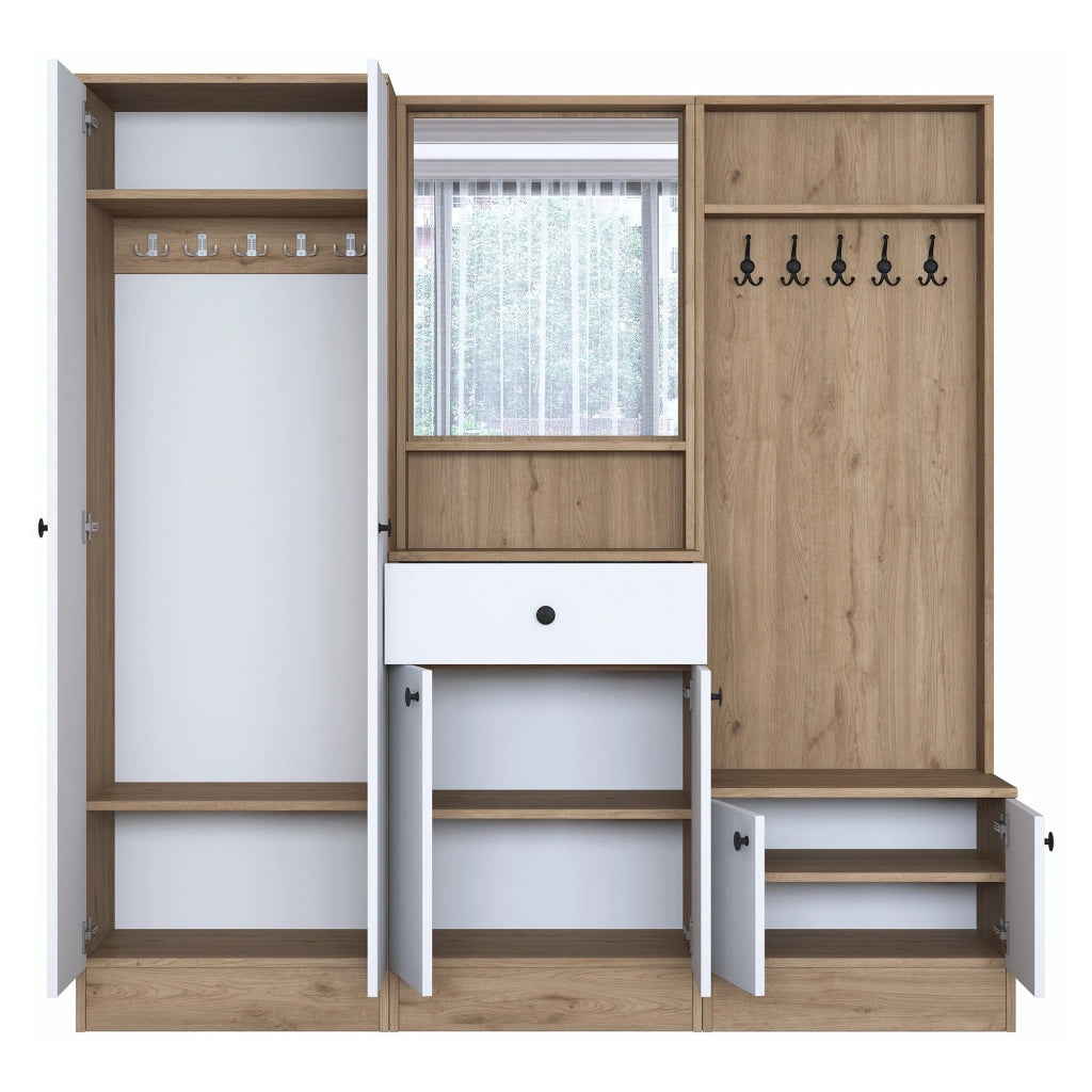 Riace, Mobile da Ingresso Specchio Incluso, 179x38x183h cm Bianco