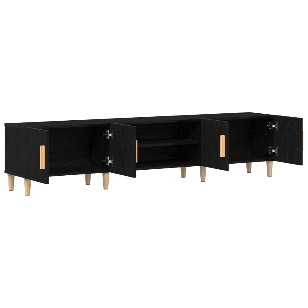 Mobile TV  Nero Rovere 180x31,5x40 cm Legno ingegnerizzato