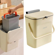 Contenitore di Rifiuti da Cucina 2 in 1 con Coperchio Scorrevole - 9L per Sotto il Lavello