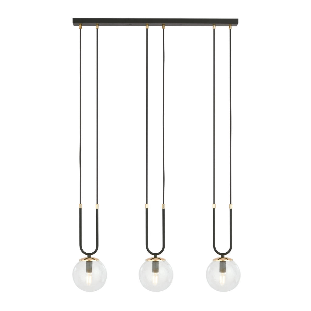 Lampadario Emibig Glam 3, 3xE14 nero/trasparente oro