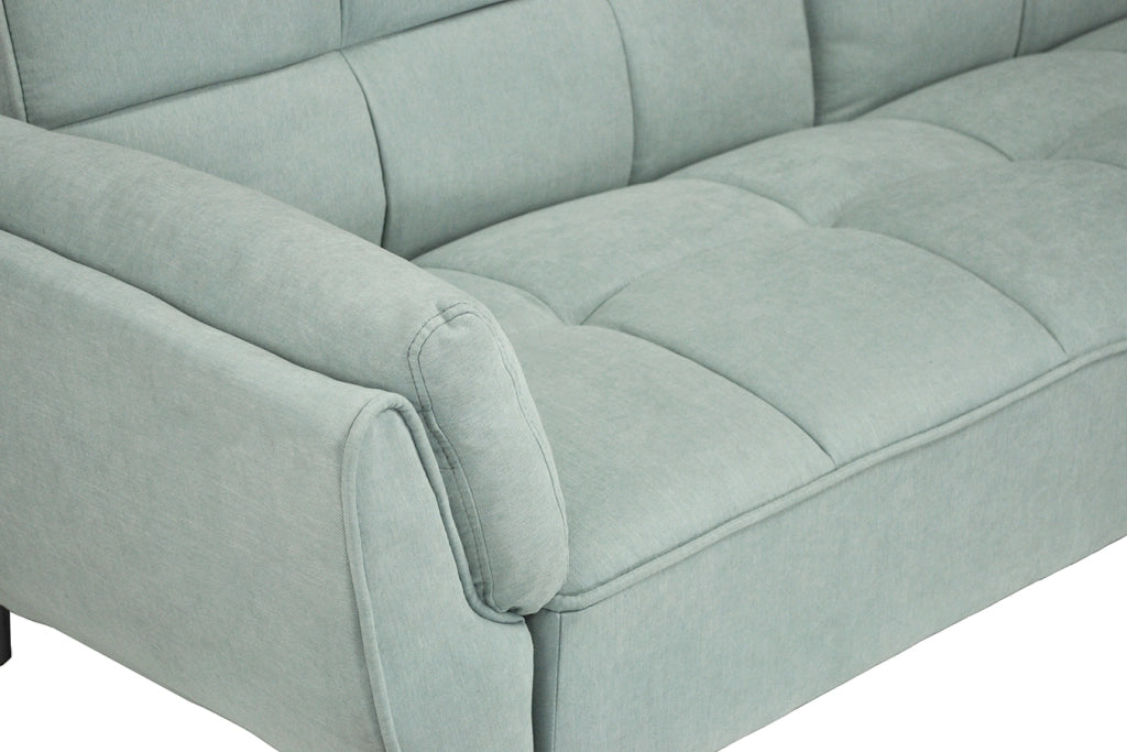 Divano letto clic clac in tessuto vellutato verde tiffany piede nero - divano 3 posti - Ambra - DL-AM20FBC-PLN