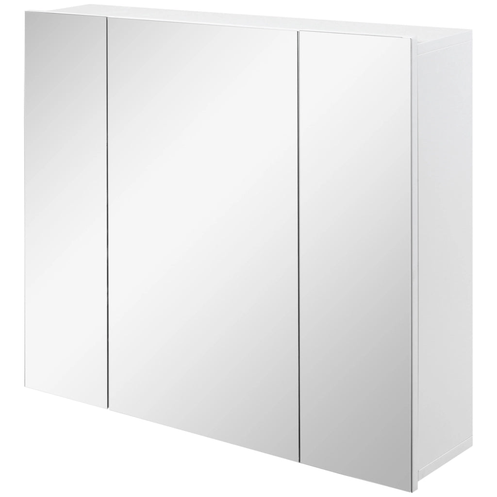 Armadio da Bagno con Specchio e Ripiani Regolabili ¨C zephmum ¨C MDF Bianco 70x15x60 cm