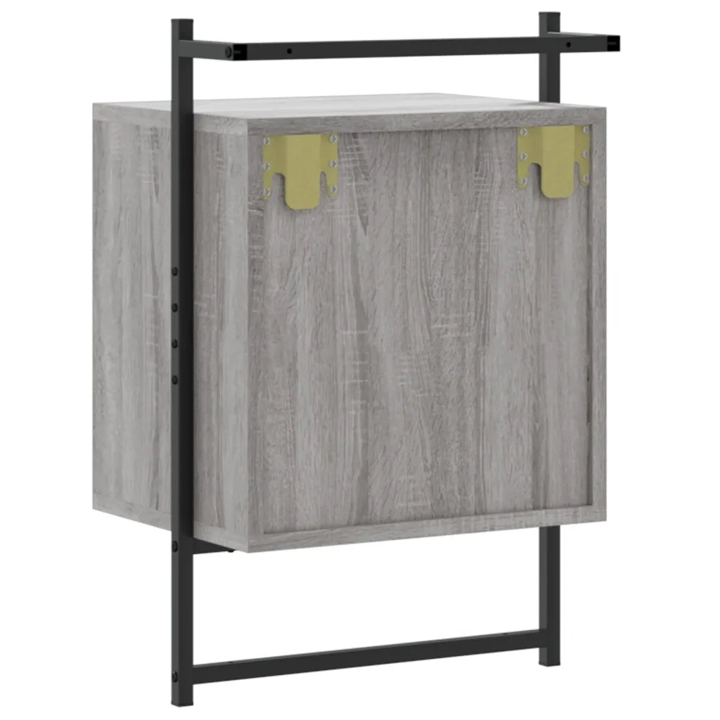 Set di 2 Comodini | Armadio da Notte | Mobiletto da notte a Muro Grigio Sonoma 40x30x61cm Legno Multistrato