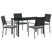 Set da Pranzo per Giardino 5 pz | Set Salotto da Giardino Nero e Grigio Chiaro