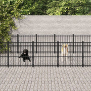 Gabbia per cuccia recinto per animali da esterno per cani in acciaio 22,58 m² nero 02_0041817