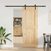 Porta scorrevole NARVIK Naturale e Nero 85 x 210 cm (213,5 cm) 3445307