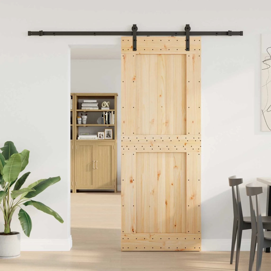 Porta scorrevole NARVIK Naturale e Nero 85 x 210 cm (213,5 cm) 3445307