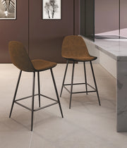 Brigitte - Sgabello in ecopelle marrone - Set da 2 pz