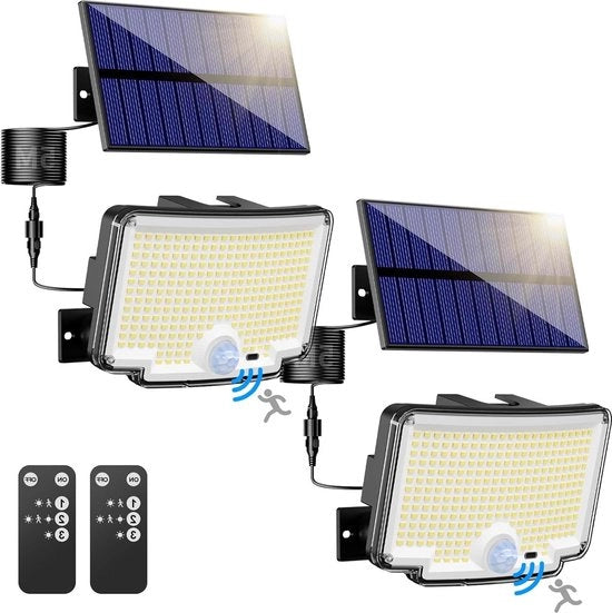 Illuminazione esterna alimentata da energia solare con sensore di movimento 310 led molto luminosa 3 modalità - IP65 impermeabile - angolo di illuminazione 210 gradi - set di 2 lampade Illuminazione esterna