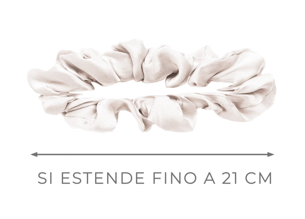 Scrunchies Elastico Per Capelli Crespi 100% Seta In Tinta Unita - Scrunchies - Bianco