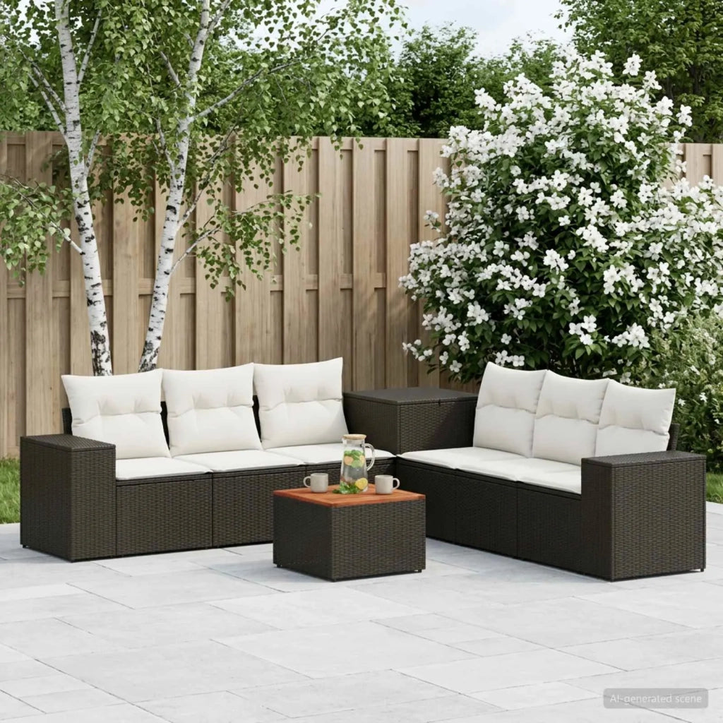 Set di divani 8 pz Nero e Bianco Crema 3448483