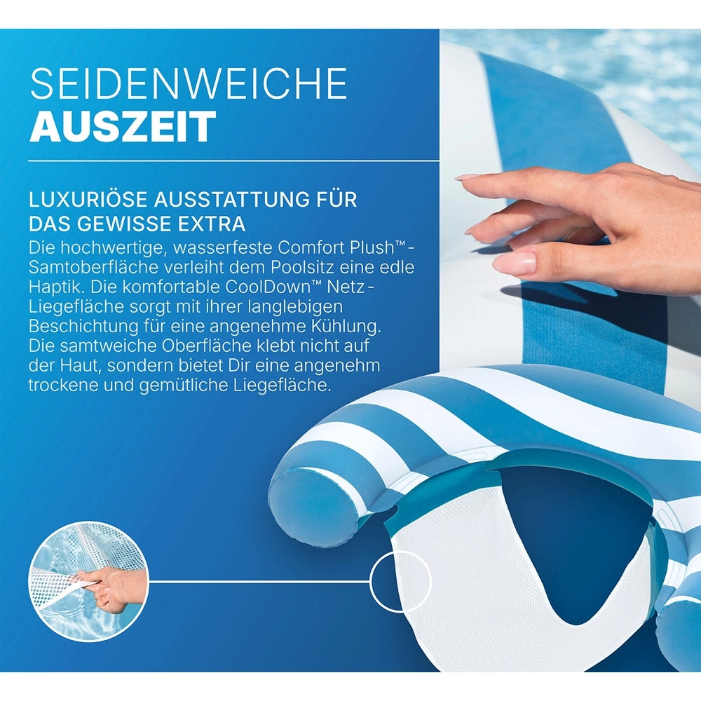 Trade Shop - Sedile Sedia Galleggiante Da Piscina Con Superficie In Velluto Seduta In Rete 43852 -
