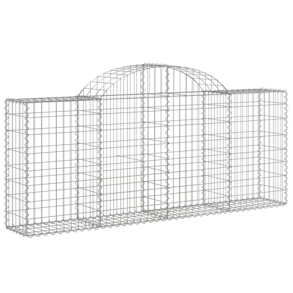 Cestini gabbioni recinzione a gabbia muro di contenimento ad arco 25 pezzi 200 x 30 x 80/100 cm ferro zincato argento 02_0040670