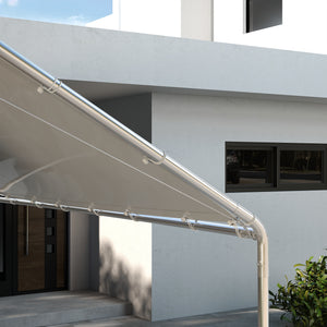 Copertura di Ricambio 600x300 cm Anti-UV per Carport Auto con Corde Elastiche in PE Bianco