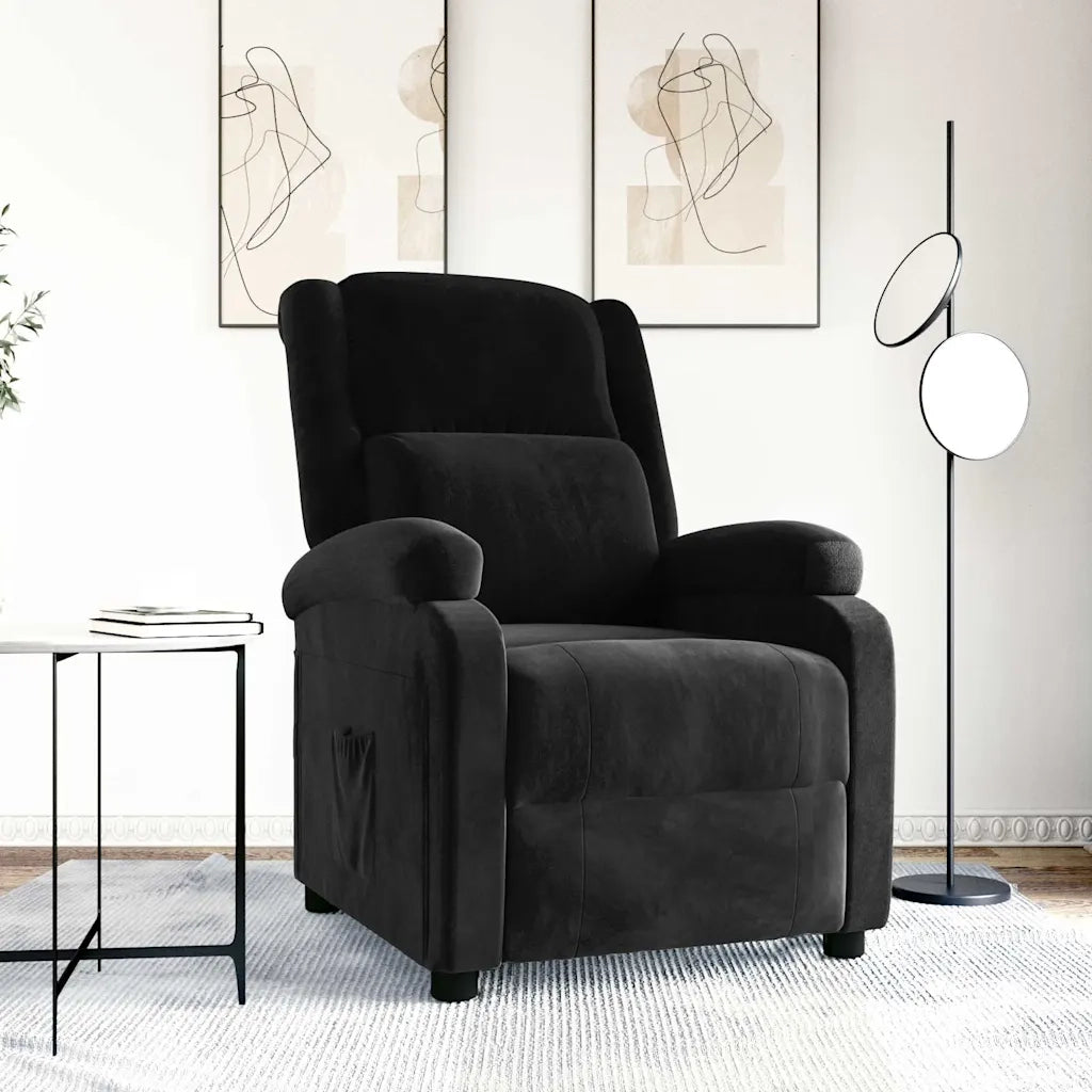 Divano Sedia-Poltrona Reclinabile Nera in Velluto 926644