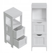 Mobile da bagno a colonna bianco con ripiani in legno 89x30x30 cm
