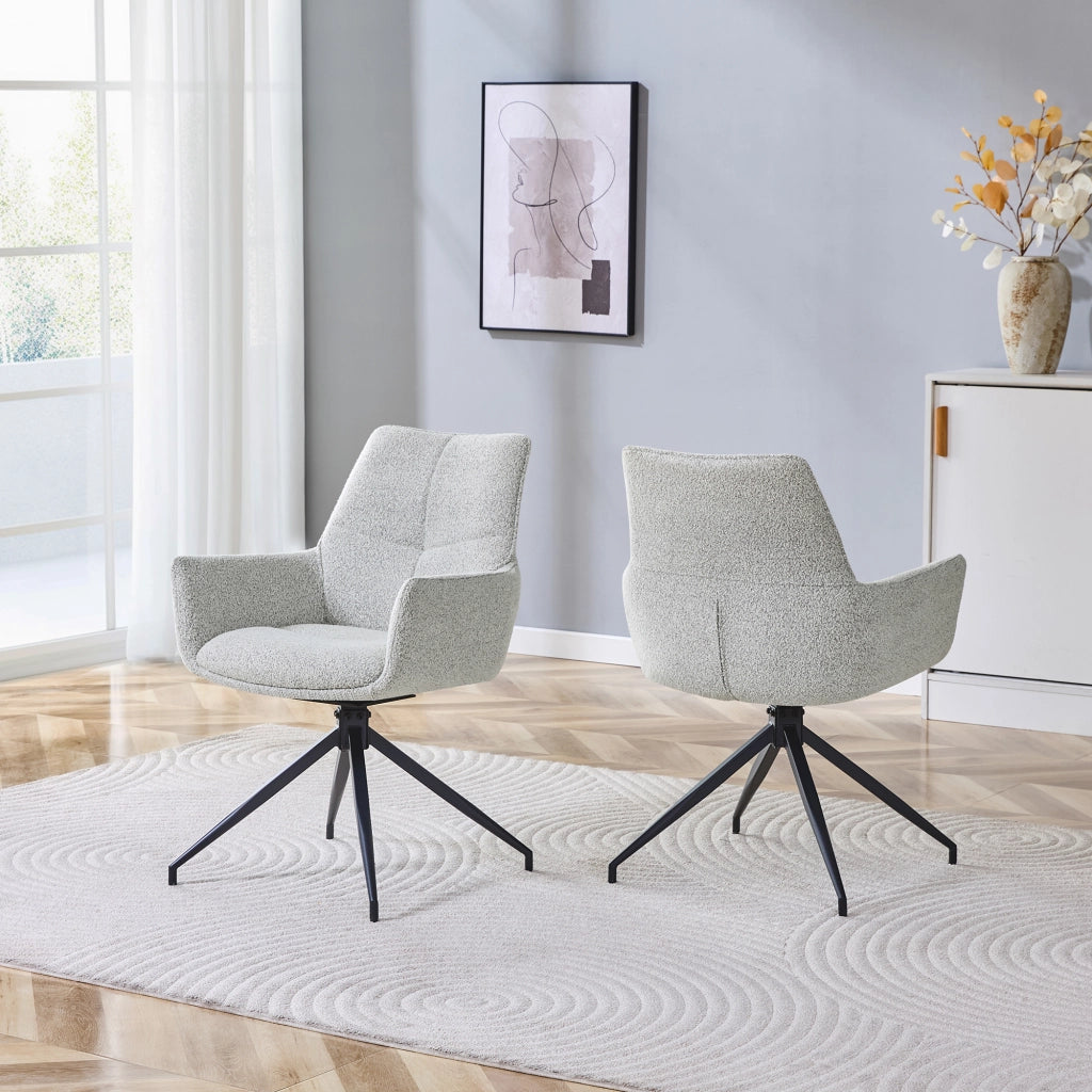 SEDIA Girevole 360° in Tessuto Grigio Chiaro e Metallo Nero