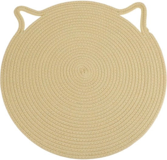 Mat per gatti a forma di krab, panno per gatti in cotone, tappeto per gatti circolare orizzontale, protezione per mobili per parete, beige, 42 cm