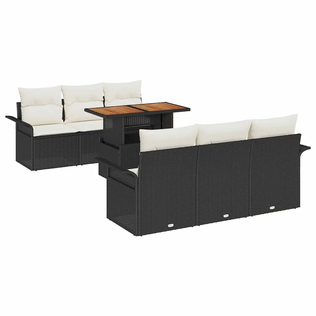 Set Divano da Giardino con cuscino 7 pcs Nero e crema 3349277