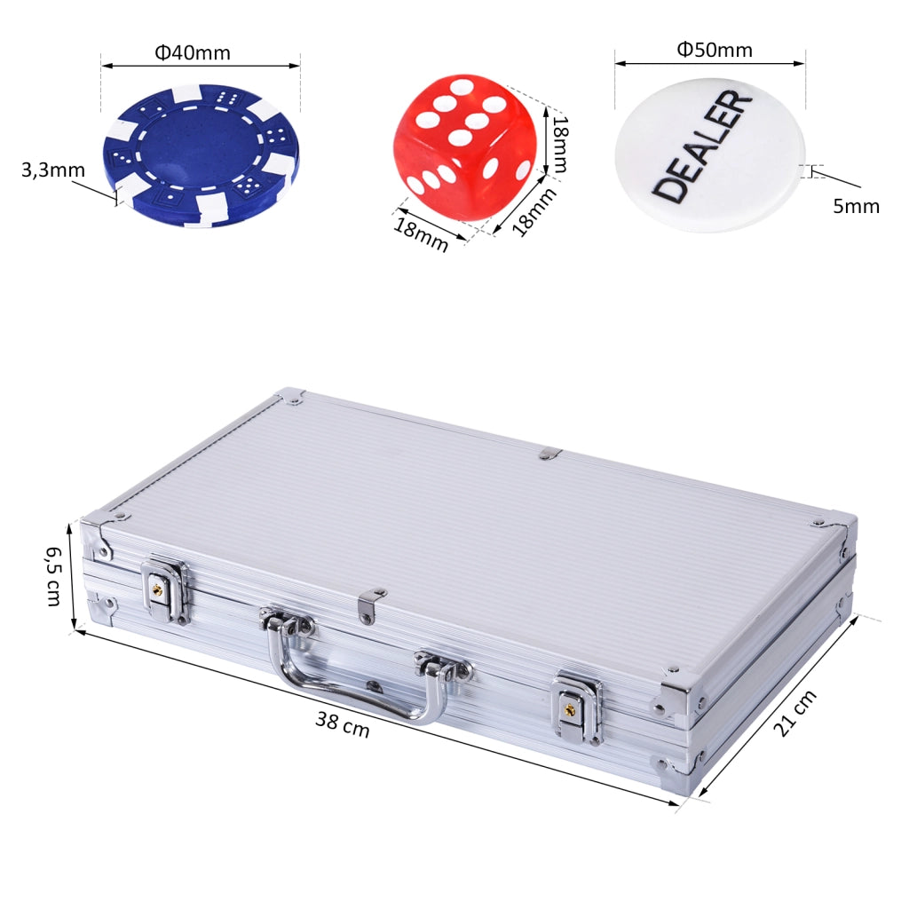 Set di Poker Completo con 300 Gettoni e 2 Mazzi di Carte ¨C Zephmum ¨C Argento
