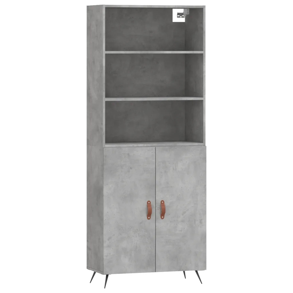Credenza-Buffet-Armadio da cucina Grigio Cemento 69,5x34x180 cm in Legno Multistrato 566575