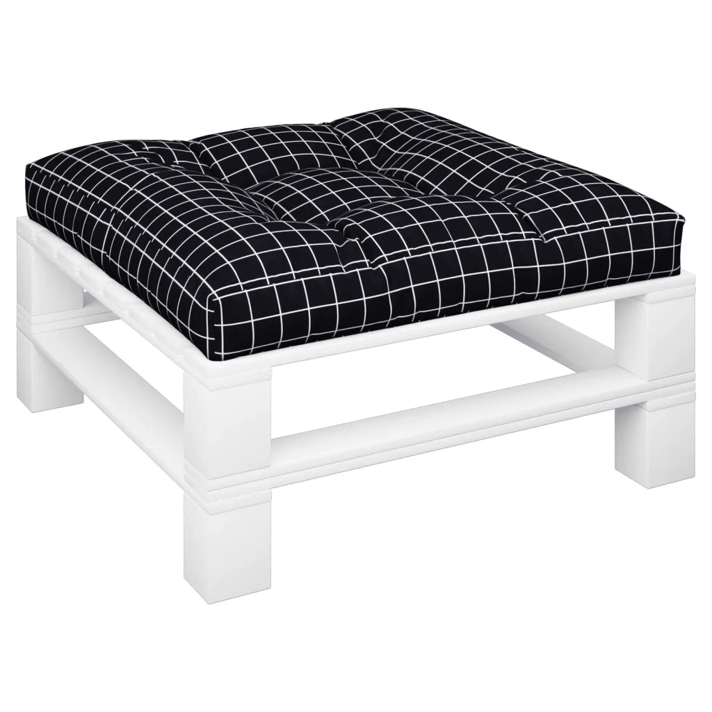 vidaXL Cuscino per Pallet Motivo a Quadri Nero 70x70x12 cm in Tessuto
