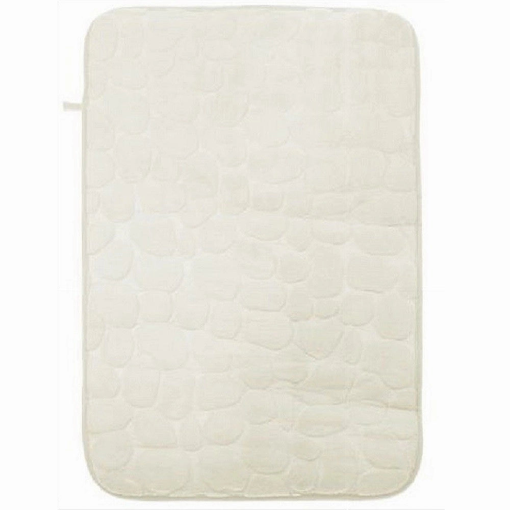 Trade Shop - Tappeto Tappetino In Tessuto Effetto Sassi Per Arredo Bagno 45x70cm 79927 Bianco -