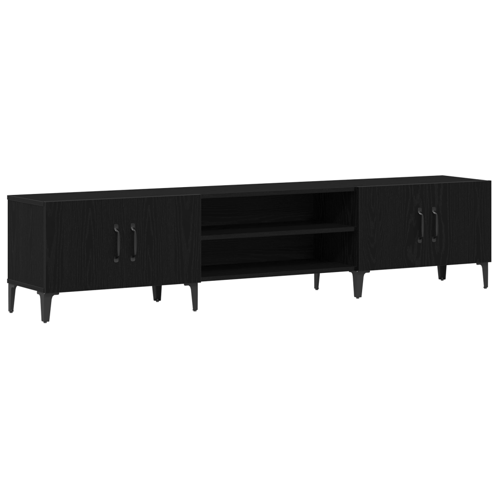Mobile per TV Nero Rovere 180x31,5x40 cm Legno ingegnerizzato