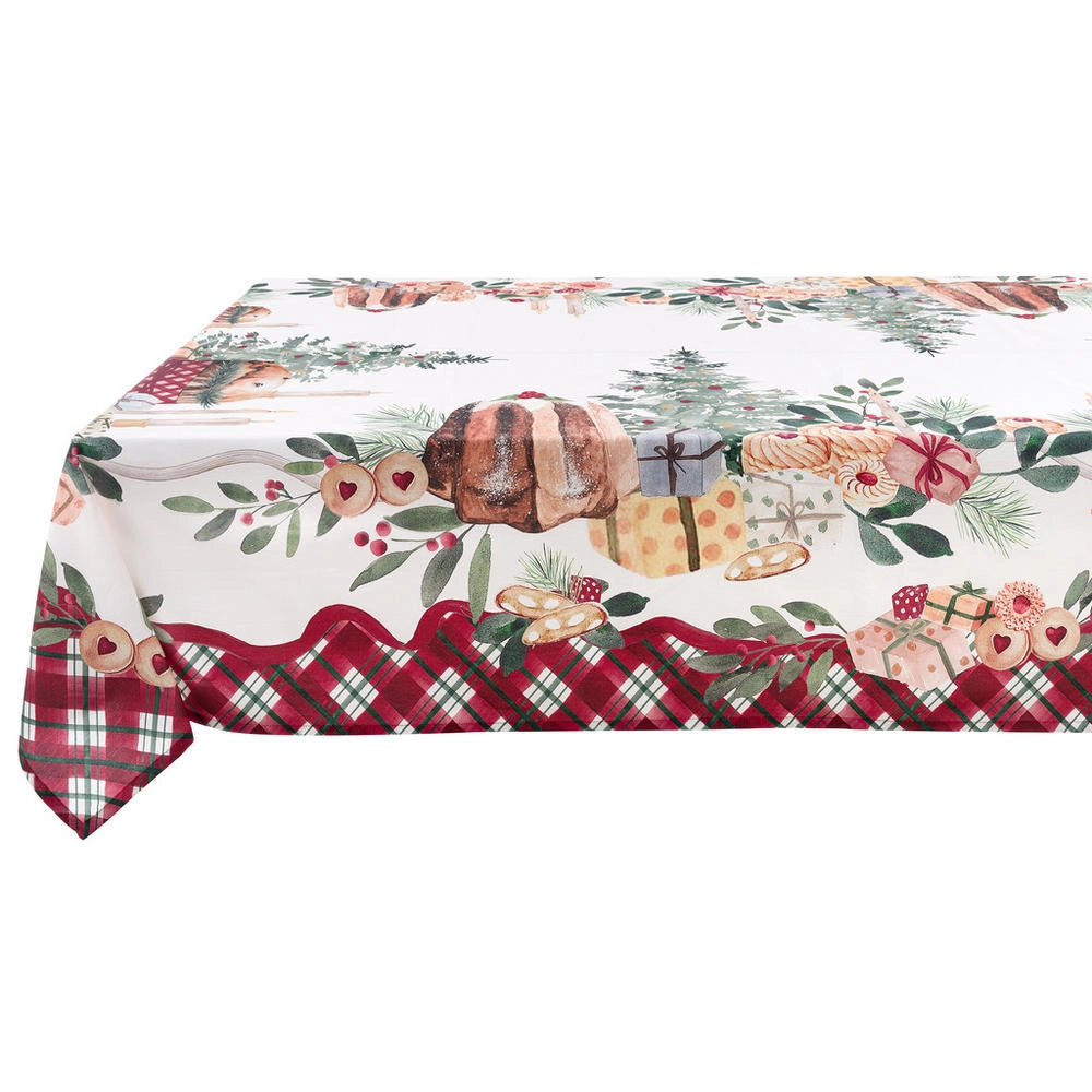 Tovaglia Natalizia Shabby Chic in Cotone La Patisserie Blanc Mariclò Formato: 160x160 cm