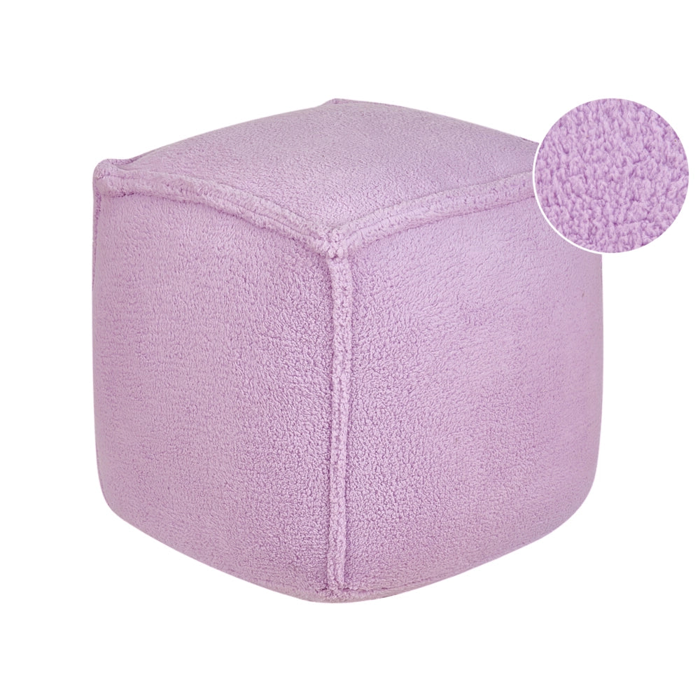 Pouf quadrato in iuta e poliestere violetto con motivo astratto