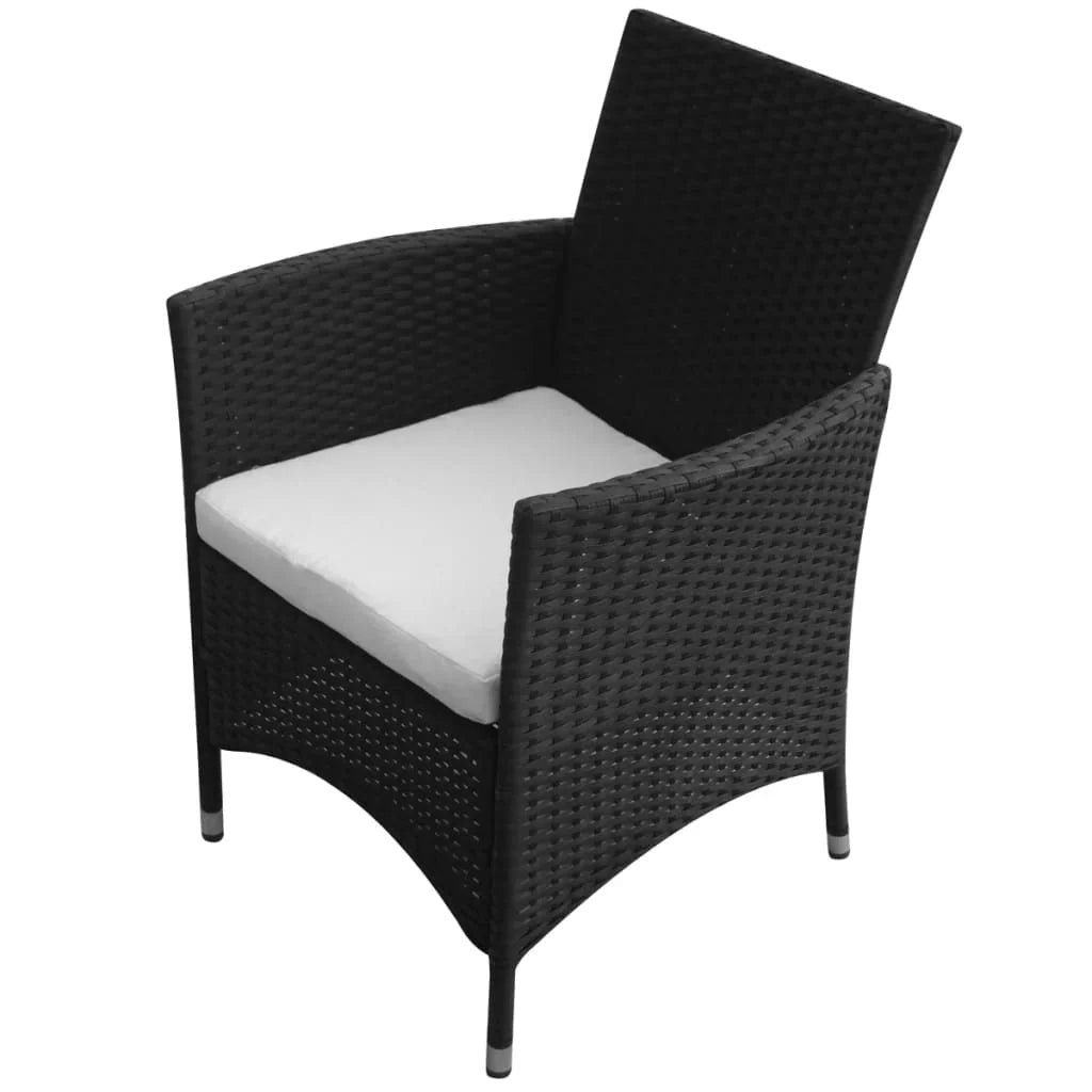 Set da pranzo da giardino 7 pezzi con cuscini resina intrecciata nera 02_0014932