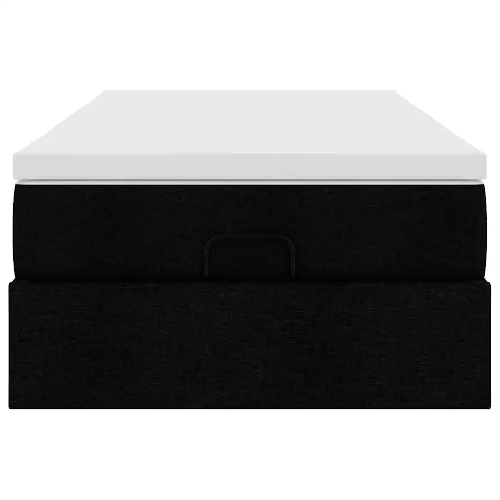 Struttura Letto Pouf con Materasso Nero 100x200 cm in Tessuto