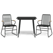 Set da Pranzo da Giardino 3 pz | Set Salotto da Giardino Nero in Rattan PVC