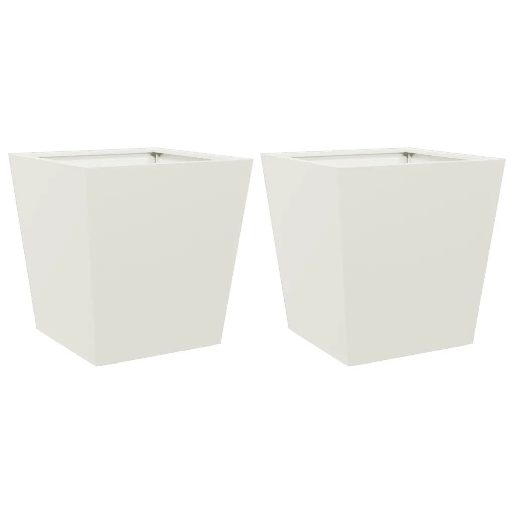 Fioriere da Giardino 2 pz Bianche 40x40x40 cm in Acciaio 851055