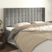 Testiera ad Orecchio-Testata con Orecchie Grigio Chiaro 203x16x118/128 cm in Velluto 526866