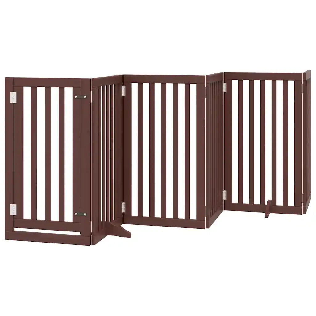 vidaXL Cancello Cani Porta Pieghevole Marrone 9 Pannelli 450cm Pioppo