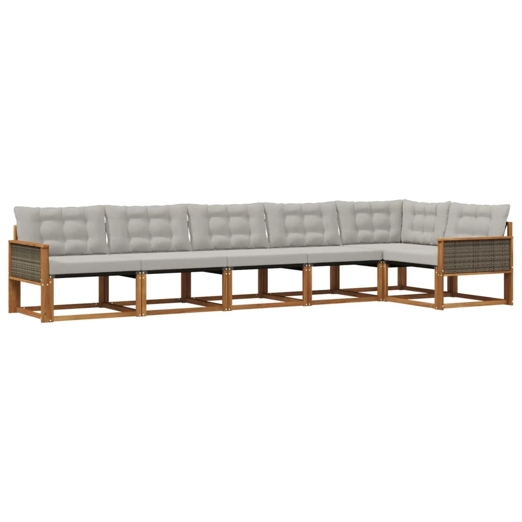 Set di divani da esterno 6 pz Naturale e Grigio Chiaro 3381451