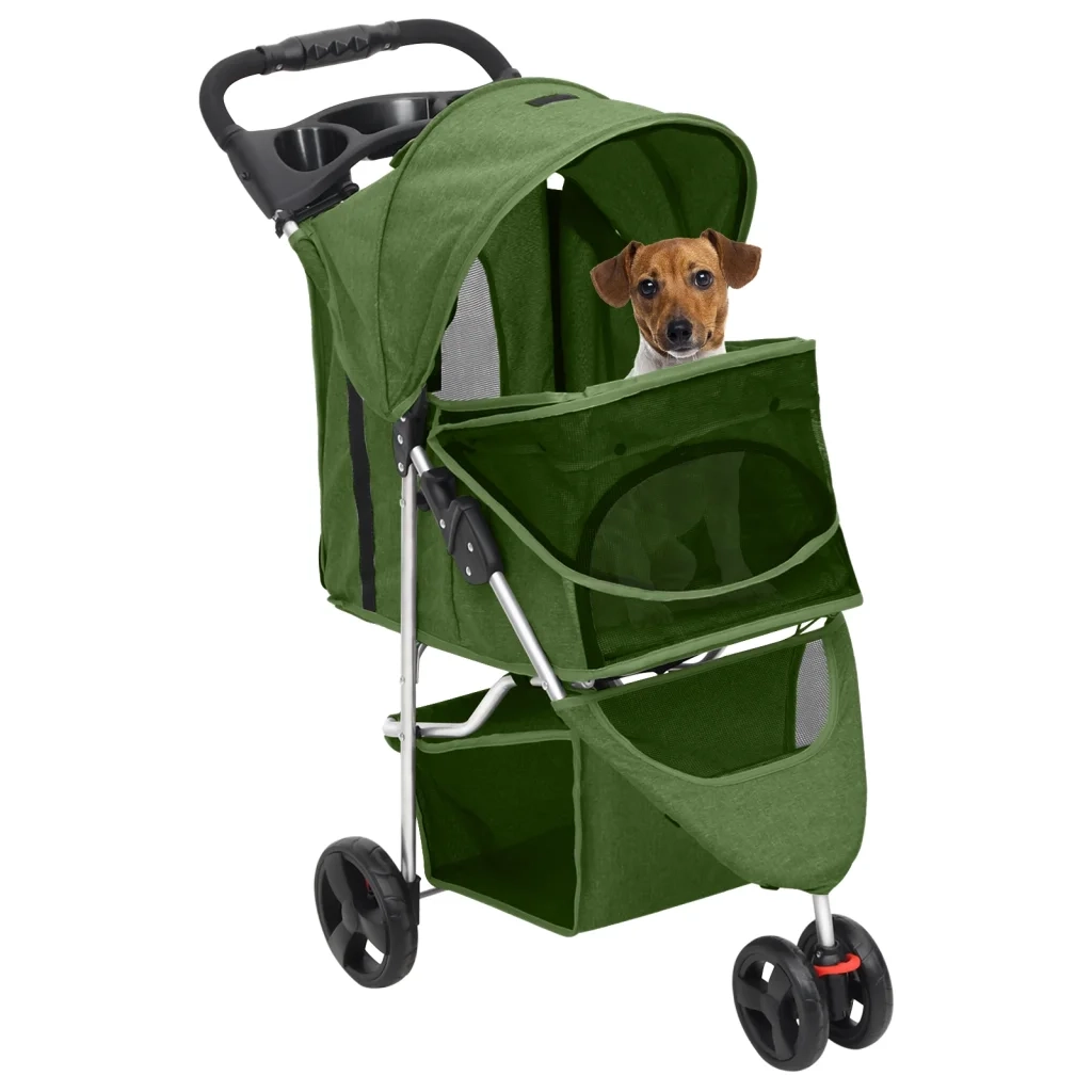 Passeggino per Cani Pieghevole Verde 80x46x98cm Tessuto Oxford CFW1627270