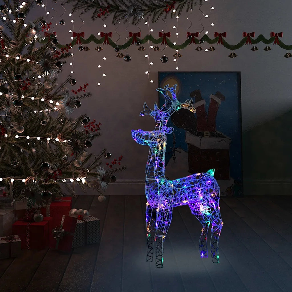 Renne e Slitta Decorazione Natale 90 LED 60x16x100 cm Acrilico cod mxl 32436