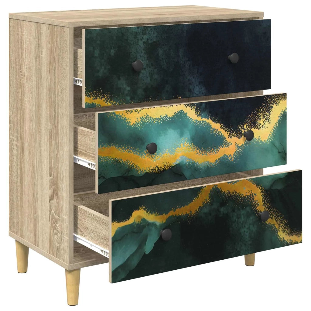 Cassettiera WIJHE Stampa in marmo turchese 66 x 36,5 x 75 cm 8007354