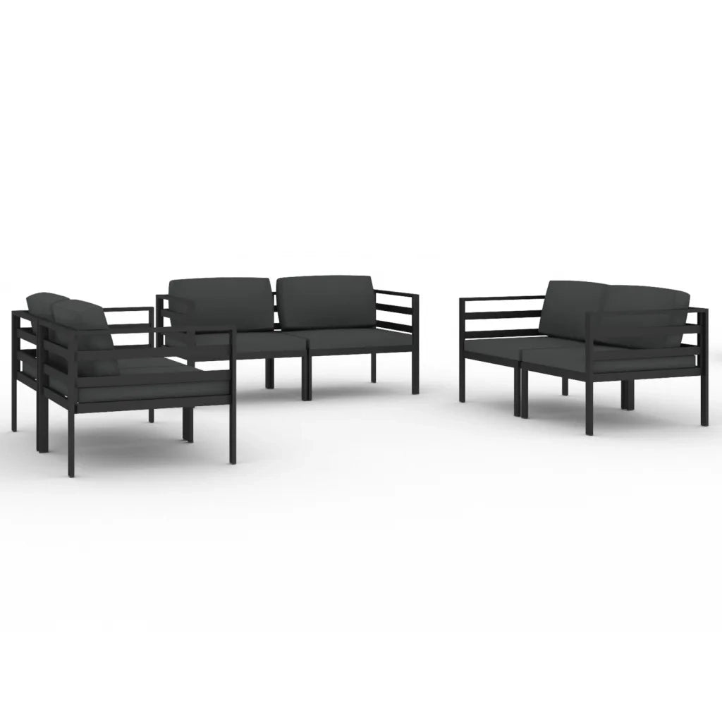 Set Divani da Giardino 6 pz con Cuscini in Alluminio Antracite