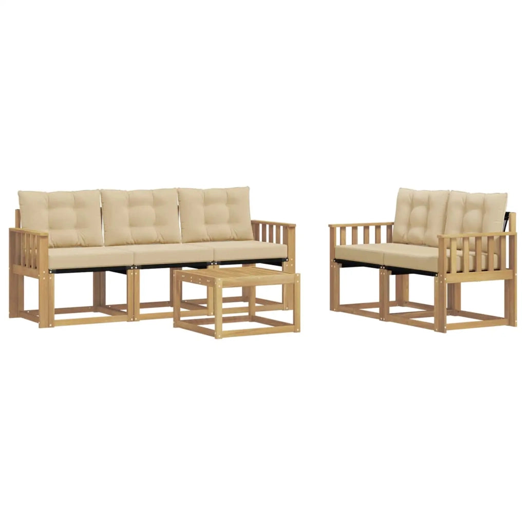 Set di divani da esterno con cuscino 6 pcs Bianco e Beige 3389211