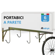 Andrys Porta Bici Muro 6 Posti con Ganci Smontabile Zincato Oro