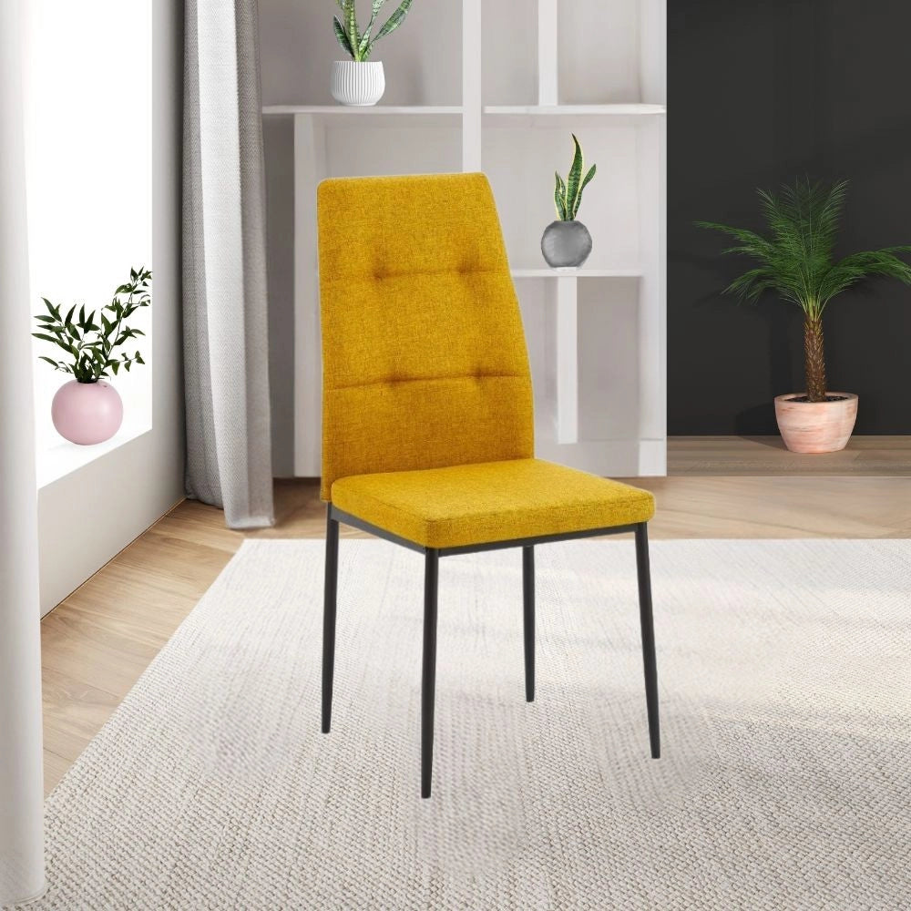 Set 4 Sedie da pranzo tessuto senape Adara 63.5x44x89h
