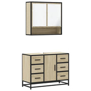 Set Mobili da Bagno | Armadio da bagno 2 pz Rovere Sonoma in Legno Multistrato