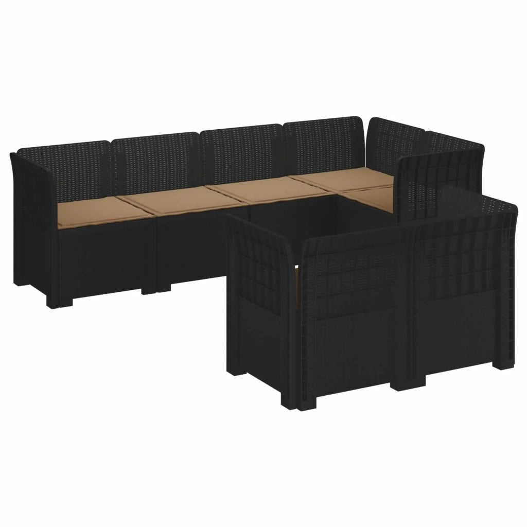 Divano 7 Posti da Giardino con Cuscini Aspetto Rattan PP 3444144