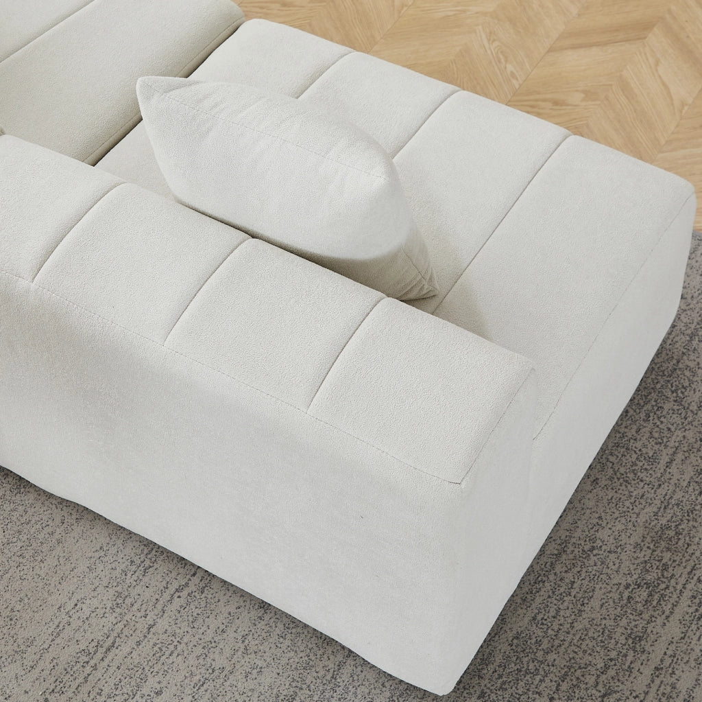 Divano modulare in chenille con 2 cuscini, design minimalista e versatile per soggiorno, ufficio e camera da letto