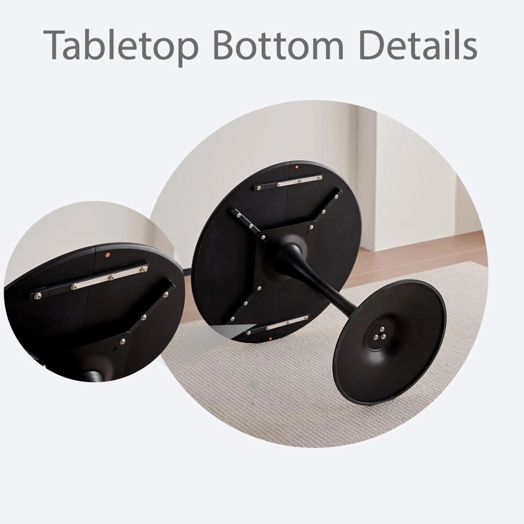 GrandCA HOME Set Tavolo e Sedie da Pranzo Moderno, Tavolo Rotondo da 110CM con 4 Sedie, Gambe in Legno di Faggio, Adatto per Soggiorno, Balcone, Giardino (Bianco)