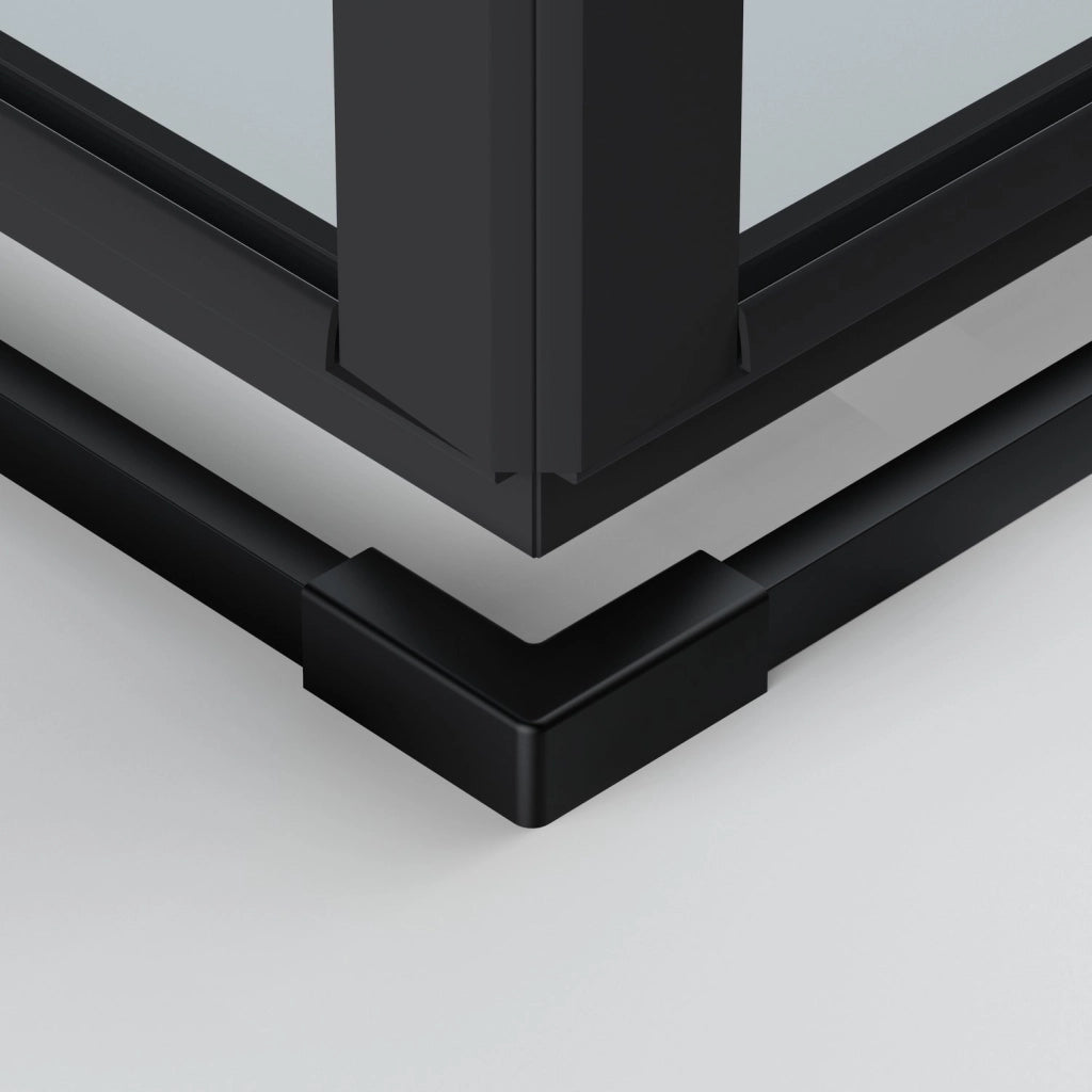 Box doccia angolare 70x110 cm apertura due porte soffietto H200 cm cristalli trasparente 6mm profilo Nero Opaco ELIO